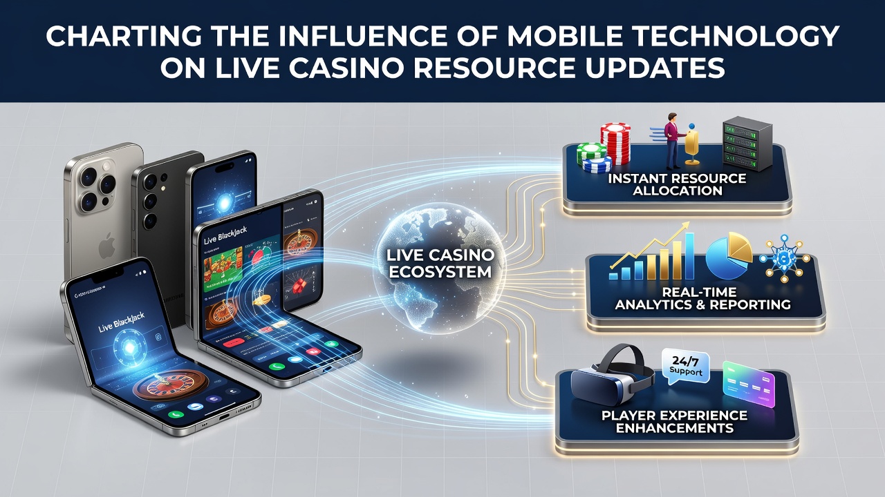 Mobile devices displaying live casino resource dashboards with real-time updates
