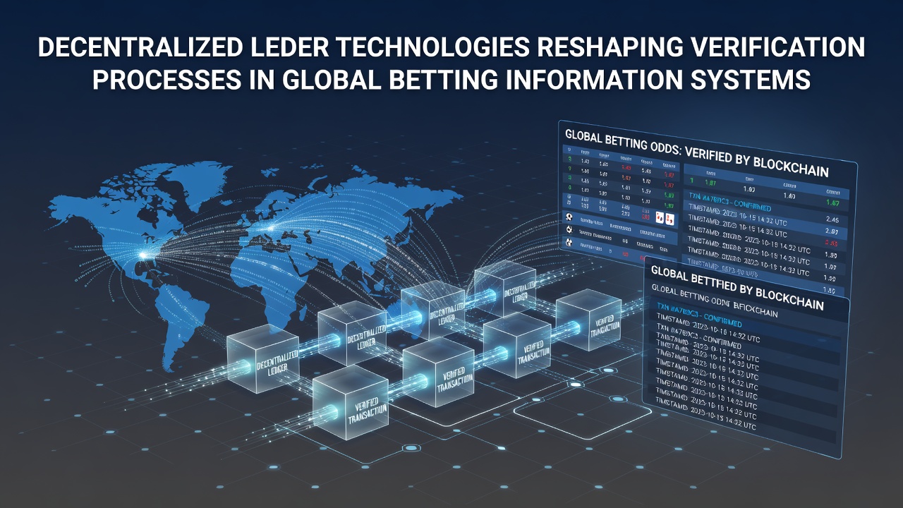 Illustration of decentralized ledger networks connecting global betting verification nodes