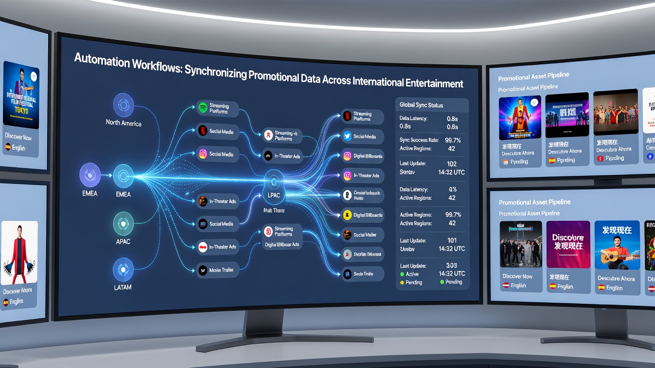 Network diagram illustrating secure data flows between entertainment venues and global aggregator platforms