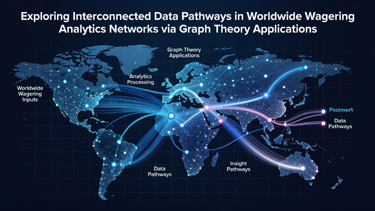 Visualization of graph theory nodes representing global wagering data connections and pathways