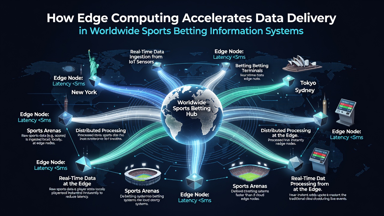 Global sports betting data flow diagram highlighting edge node placements and reduced latency paths