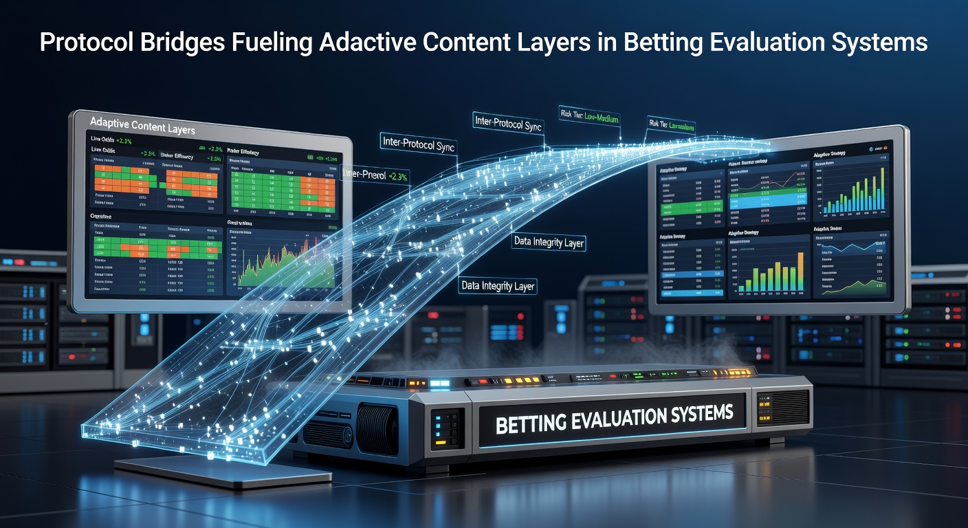 Diagram showing protocol bridges connecting data sources to adaptive content layers in betting evaluation systems
